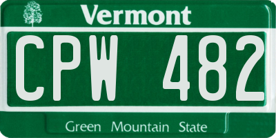 VT license plate CPW482