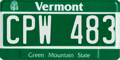 VT license plate CPW483