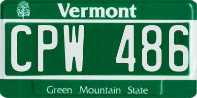 VT license plate CPW486