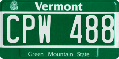 VT license plate CPW488