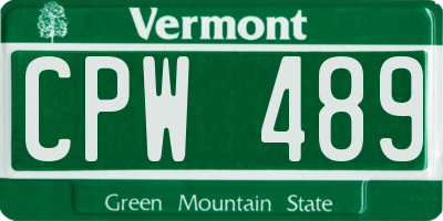 VT license plate CPW489