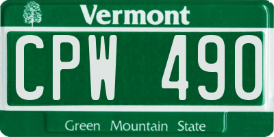 VT license plate CPW490