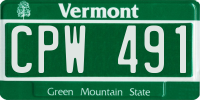 VT license plate CPW491