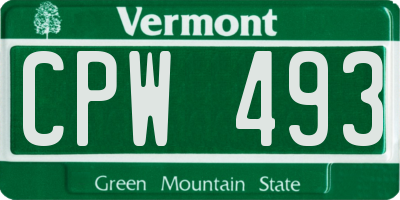 VT license plate CPW493