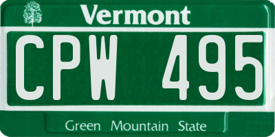 VT license plate CPW495
