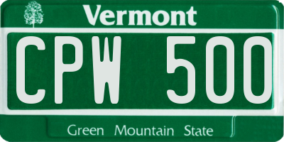 VT license plate CPW500