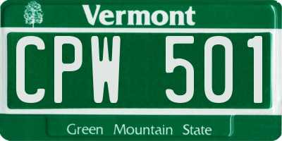 VT license plate CPW501