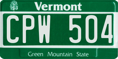 VT license plate CPW504