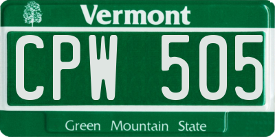 VT license plate CPW505