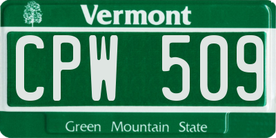 VT license plate CPW509