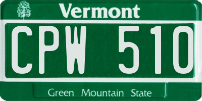 VT license plate CPW510