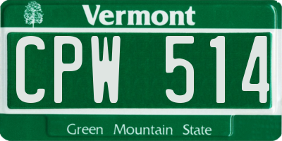 VT license plate CPW514