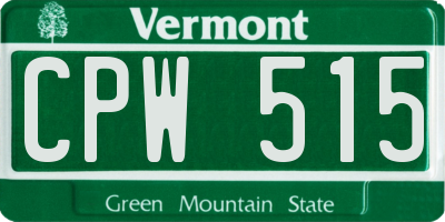VT license plate CPW515