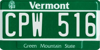VT license plate CPW516