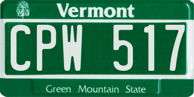 VT license plate CPW517