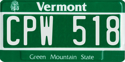VT license plate CPW518
