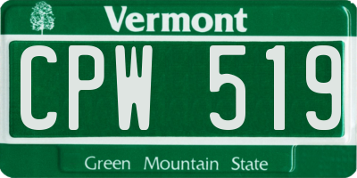 VT license plate CPW519