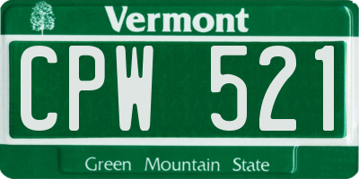 VT license plate CPW521