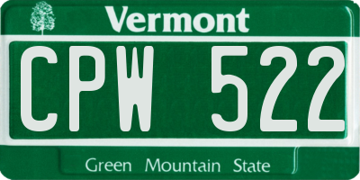 VT license plate CPW522