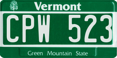 VT license plate CPW523