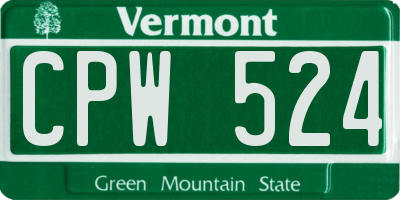 VT license plate CPW524