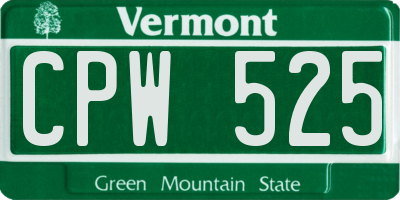 VT license plate CPW525