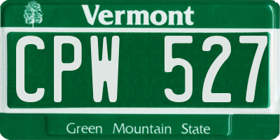VT license plate CPW527