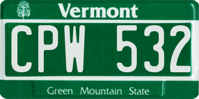 VT license plate CPW532