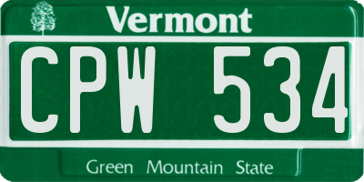 VT license plate CPW534