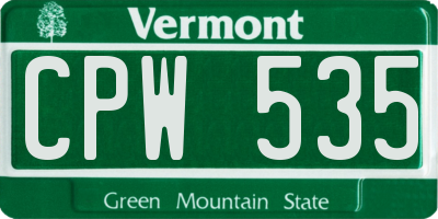 VT license plate CPW535