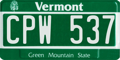 VT license plate CPW537