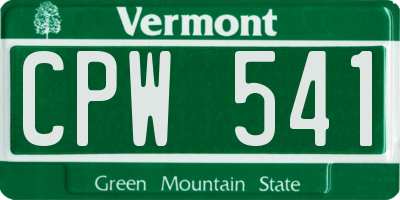 VT license plate CPW541
