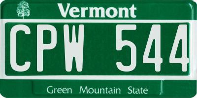 VT license plate CPW544