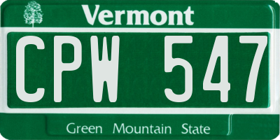 VT license plate CPW547