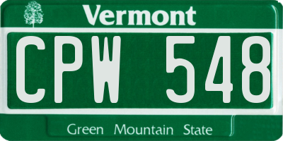 VT license plate CPW548