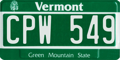 VT license plate CPW549