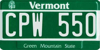 VT license plate CPW550