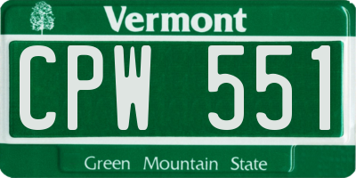 VT license plate CPW551