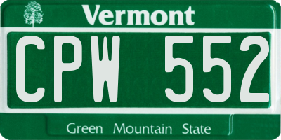 VT license plate CPW552