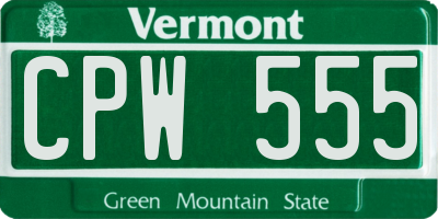 VT license plate CPW555
