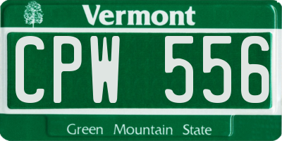 VT license plate CPW556