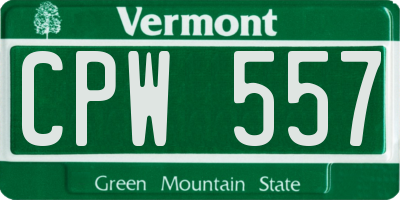 VT license plate CPW557