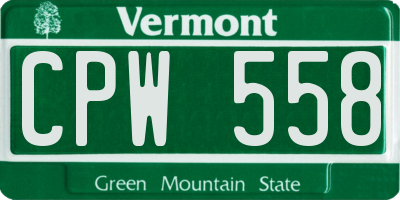 VT license plate CPW558