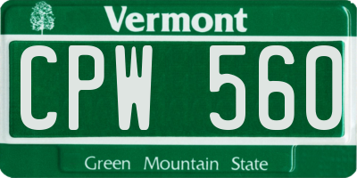 VT license plate CPW560