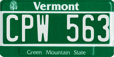 VT license plate CPW563