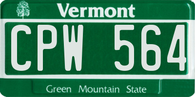 VT license plate CPW564