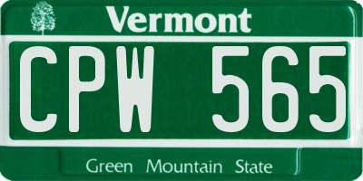 VT license plate CPW565