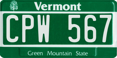 VT license plate CPW567