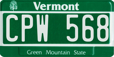 VT license plate CPW568