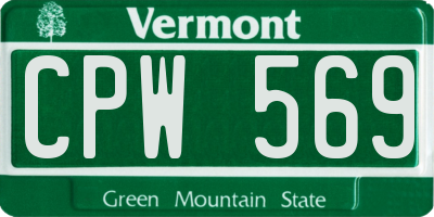 VT license plate CPW569